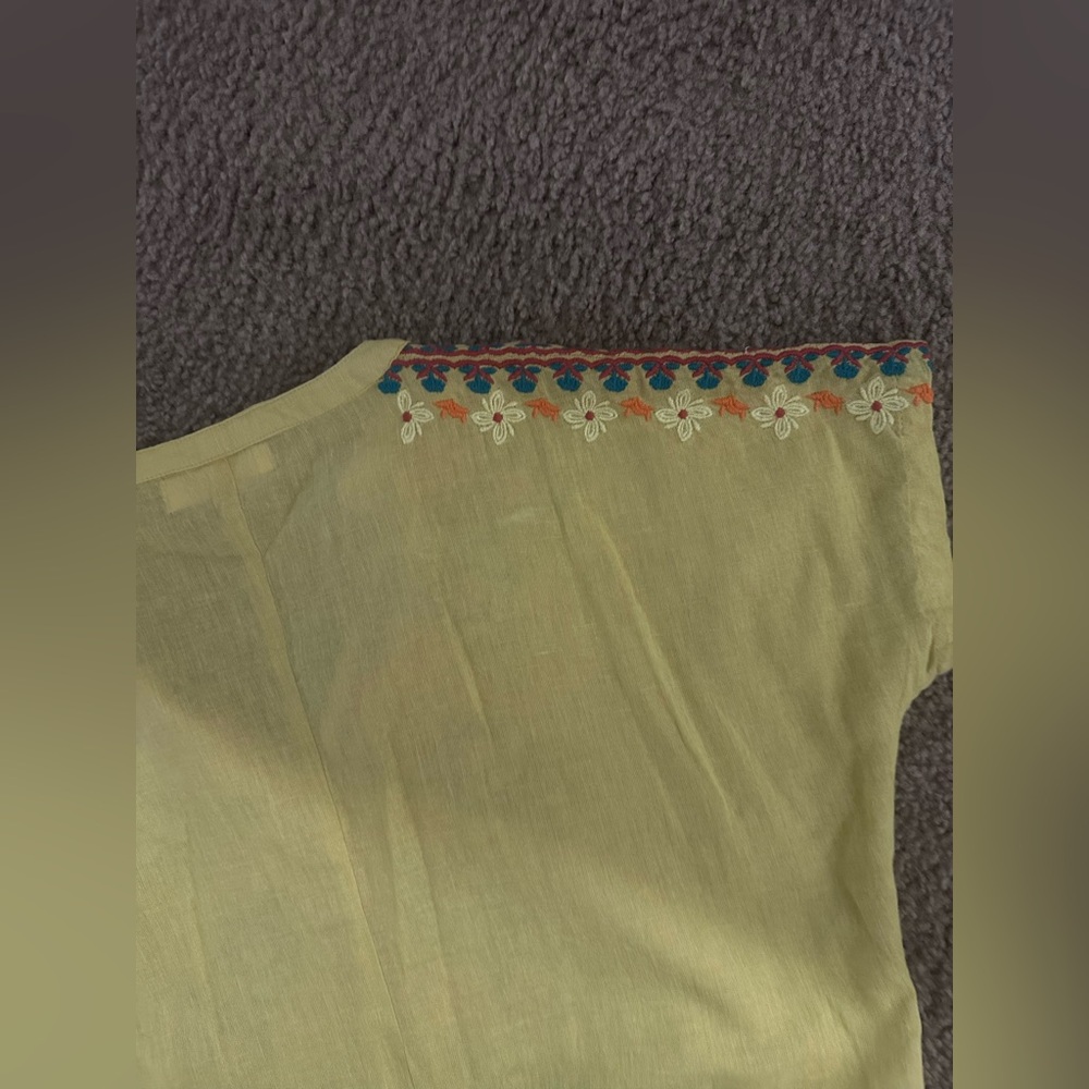 Natural Life Embroidered Tassel Top - Chartreuse - S - Picture 5 of 6